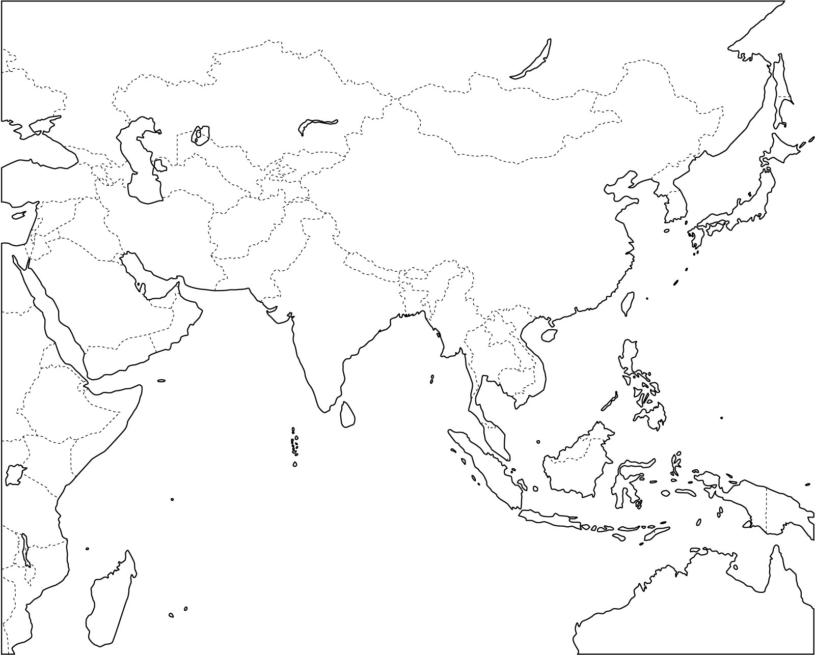 east asia political map blank