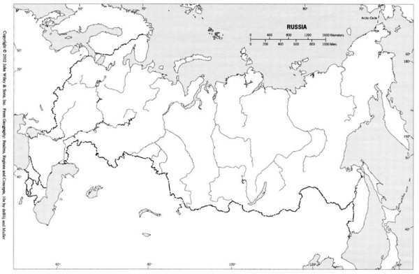 blank russia physical map